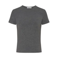 Korean Style Solid Colour Shoulder Slim Temperament Casual Short-sleeved Top Women - Dark Grey - View 1