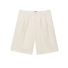 Blended Shirt Linen Blended Pleated Casual Shorts - Pants - View 1