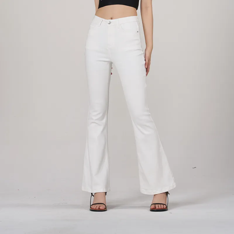 White Horseshoe Pants Women's High Waist Slim Fit