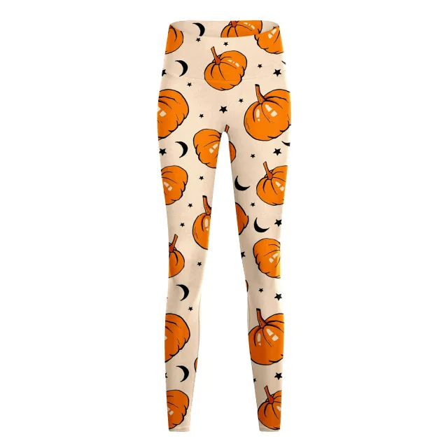 Women's Fashion Casual Halloween Pumpkin Print High Waist Yoga Slim Fit Fitness Pants Yjkxps160 L - Shop at LoveMi