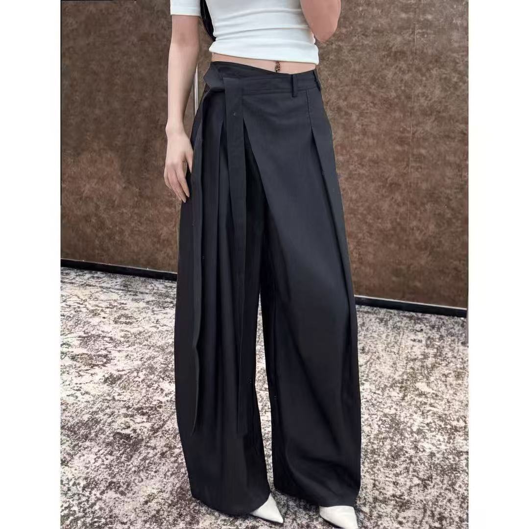 Fashionable Loose-fit Figure-flattering Wide-leg Casual Pants