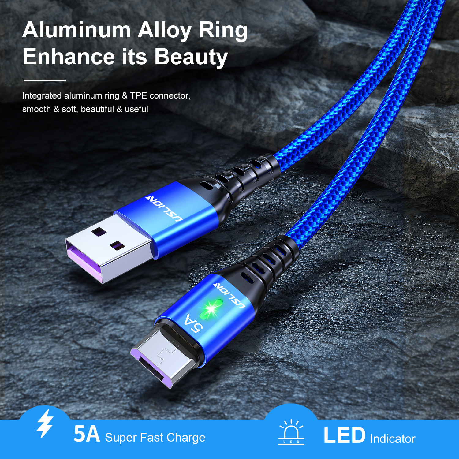 Braided Data Cable With Light For Android