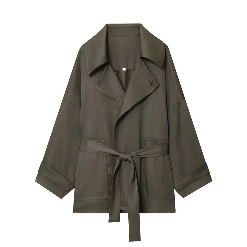 Women's Belt Coat Pleated Trousers - Top-S