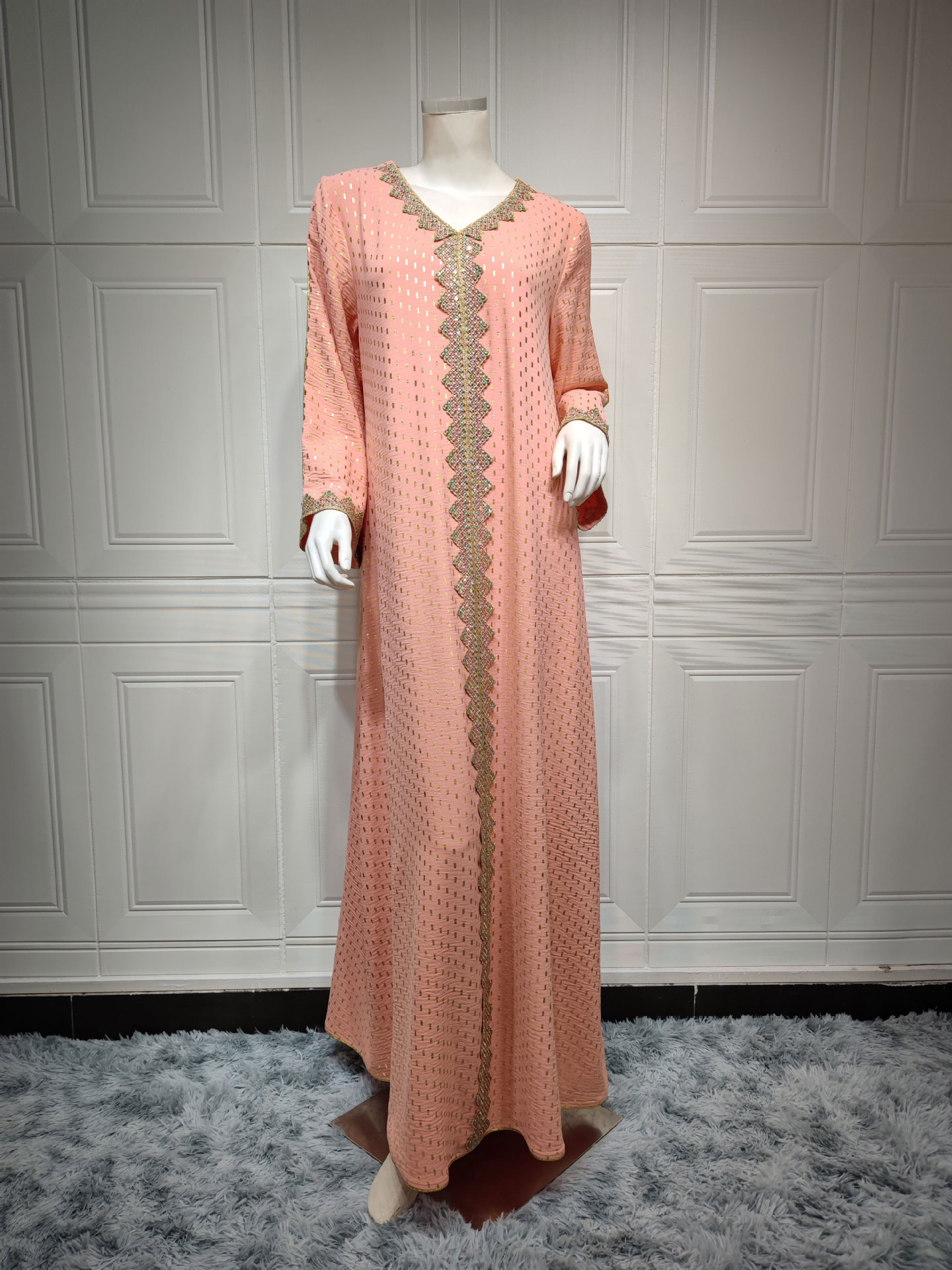 Summer Bronzing Muslim Dubai Gown Pink - Shop at LoveMi