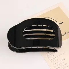 Elegant Duckbill Female Back Head Updo Large Size Shark Clip - Polished Black - View 1