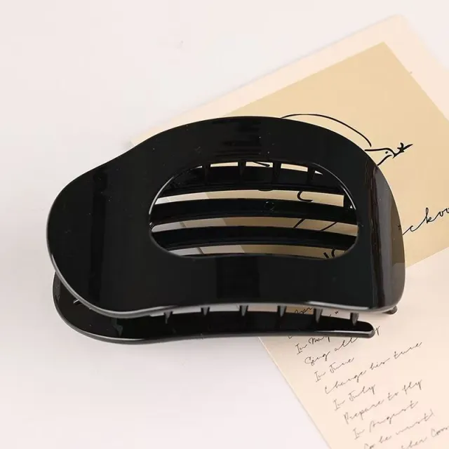 Elegant Duckbill Female Back Head Updo Large Size Shark Clip Polished Black - Shop at LoveMi