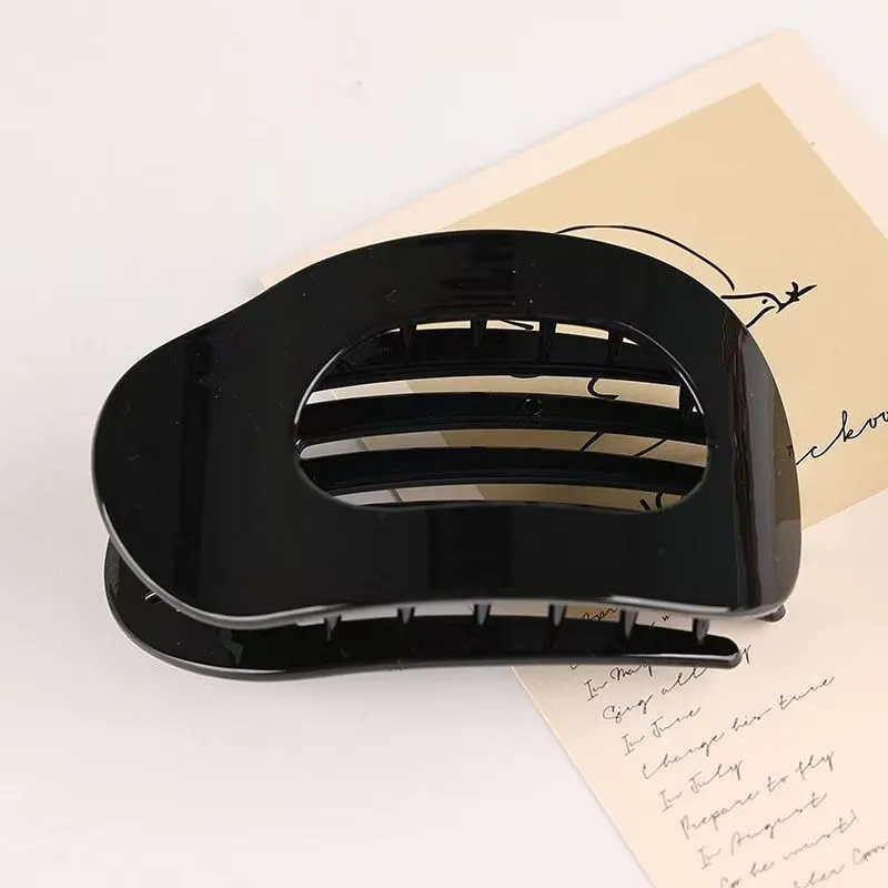 Elegant Duckbill Female Back Head Updo Large Size Shark Clip - Polished Black
