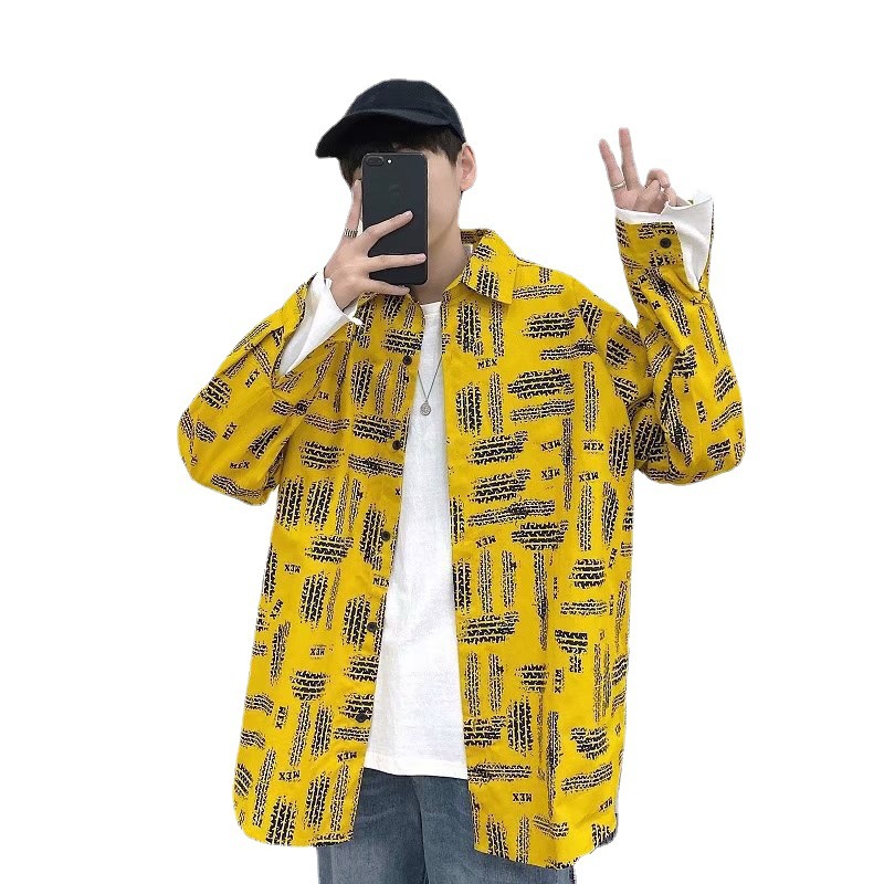 Men's Loose Casual Print Long-sleeve Shirt Jacket - Image 4