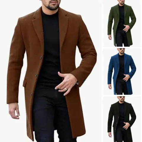 Single-breasted Cardigan Woolen Coat Men's