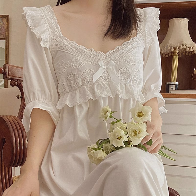 Sweet Princess Style Nightdress Women's Summer New Half Sleeve