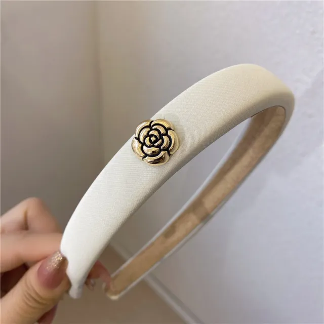 Camellia French Vintage Versatile Solid Color Hair Band Flower White - Shop at LoveMi