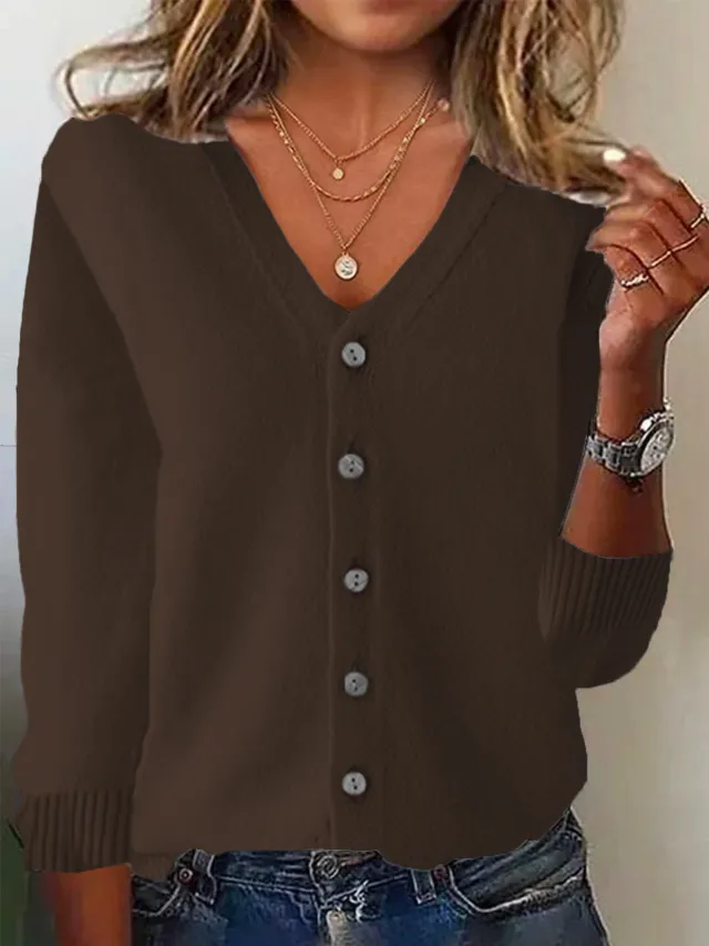 Women's Spring And Summer Knitted Sweater Coat Coffee - Shop at LoveMi