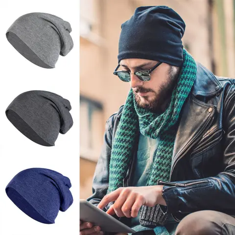 Solid Color Autumn Spring Beanies Hats for Man Male