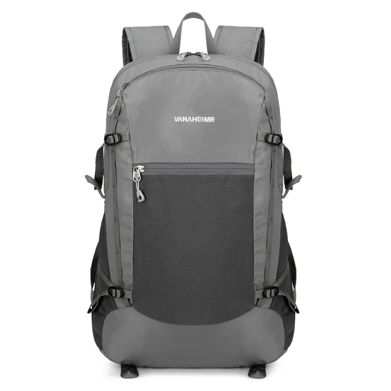 Folding Multifunctional Portable Outdoor Mountaineering Travel Waterproof Backpack - Gray