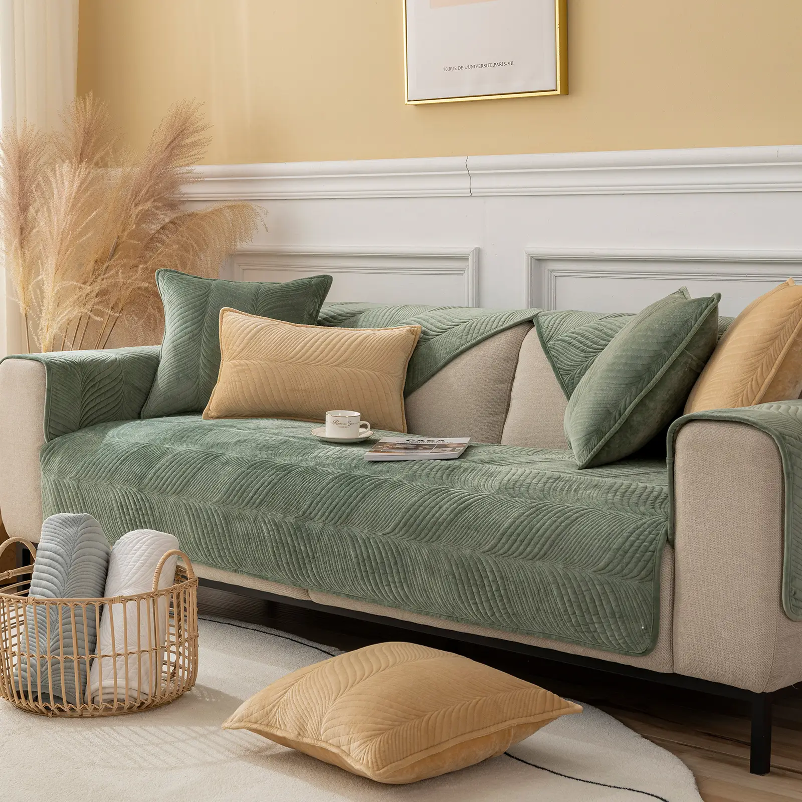 Super Soft Plush Thickened Warm Non-slip Sofa Cover