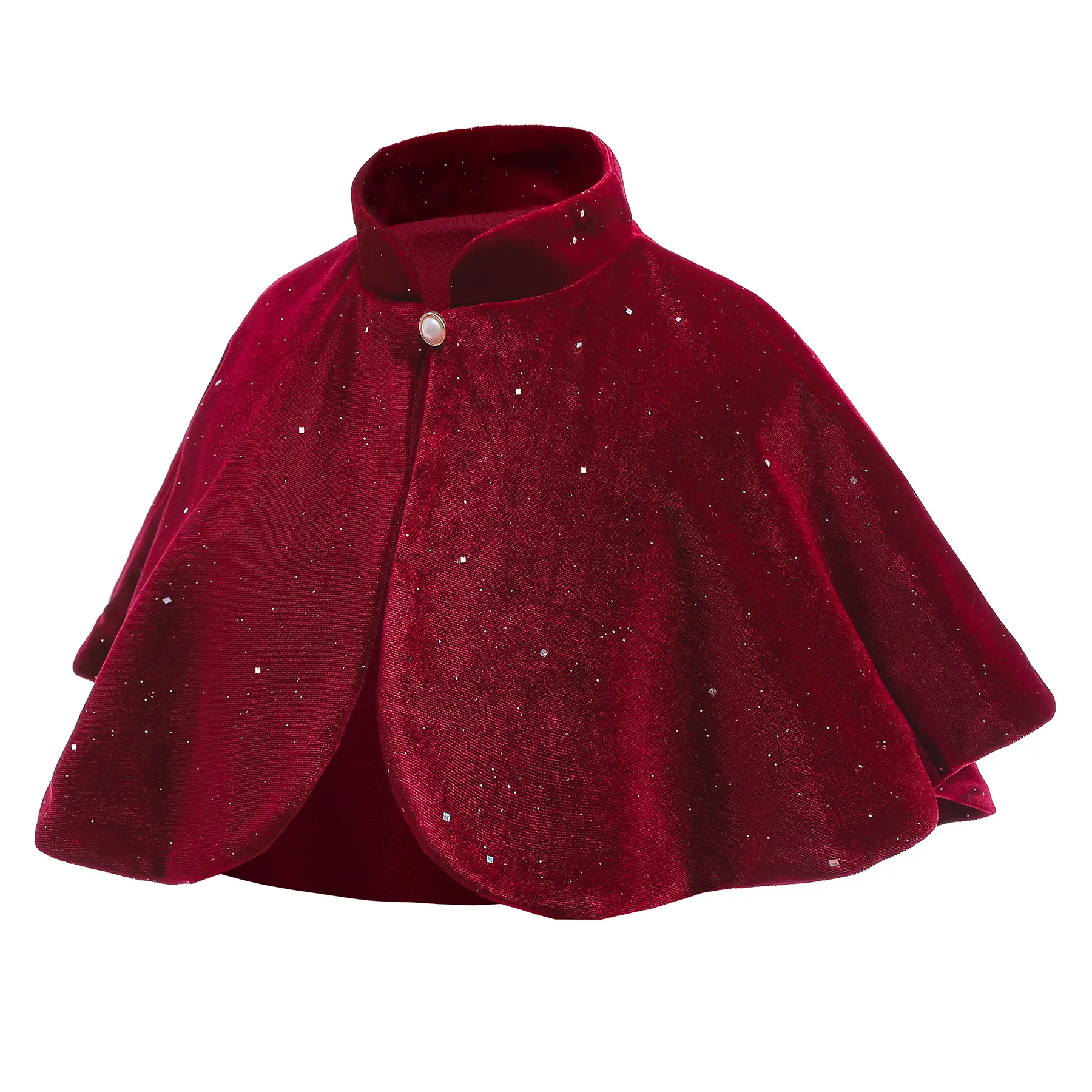 Girl's Red New Year Cape Cloak For Autumn And Winter Warmth