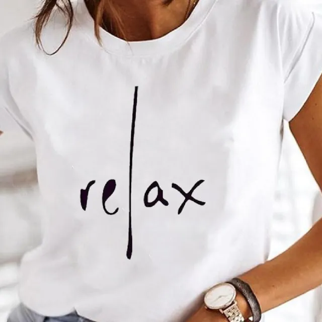 Women's 3D Digital Printing Casual Round Neck Short Sleeves White - Shop at LoveMi