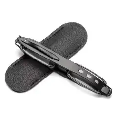 Portable Reading Foldable Leather Case For The Elderly Anti-blue Light Glasses - Black Ribbon Leather Case - View 1