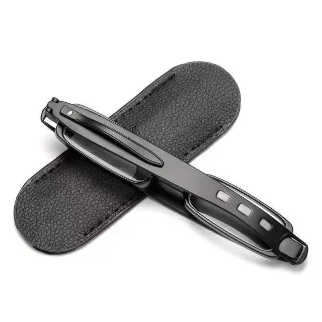Portable Reading Foldable Leather Case For The Elderly Anti blue Light Glasses Black Ribbon Leather Case - Shop at LoveMi