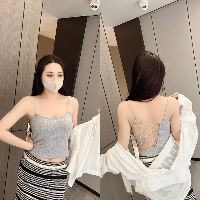 Spider Web Beauty Back Small With Braces And Breast Pad One piece Vest Light Gray - Shop at LoveMi