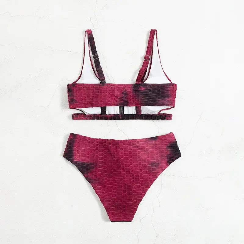 Gradient Sexy Zipper Swimsuit Two-Piece Set