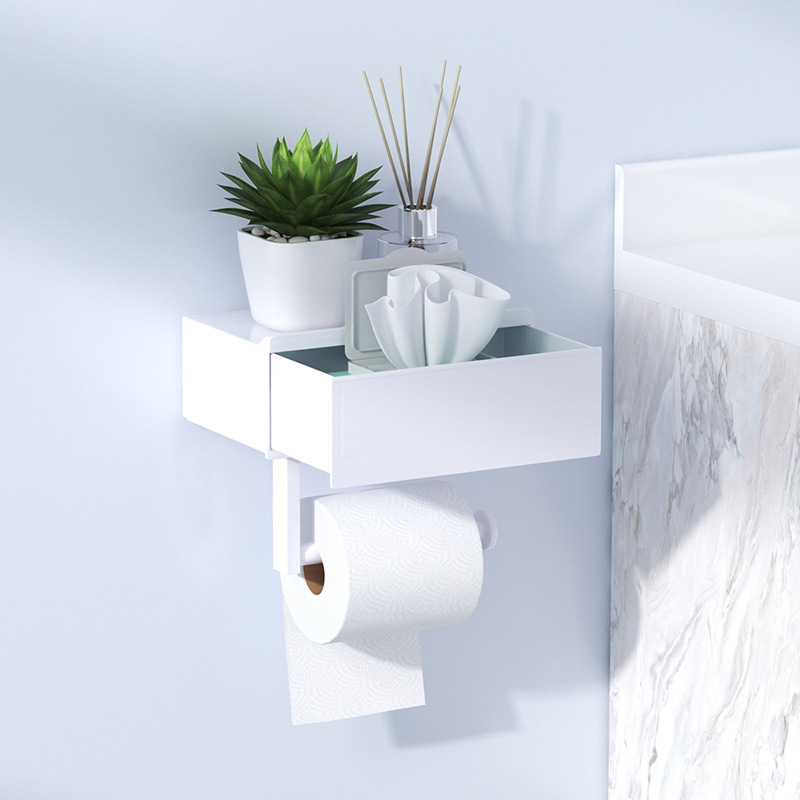 Bathroom Shelf And Toilet Paper Holder No Drilling Required