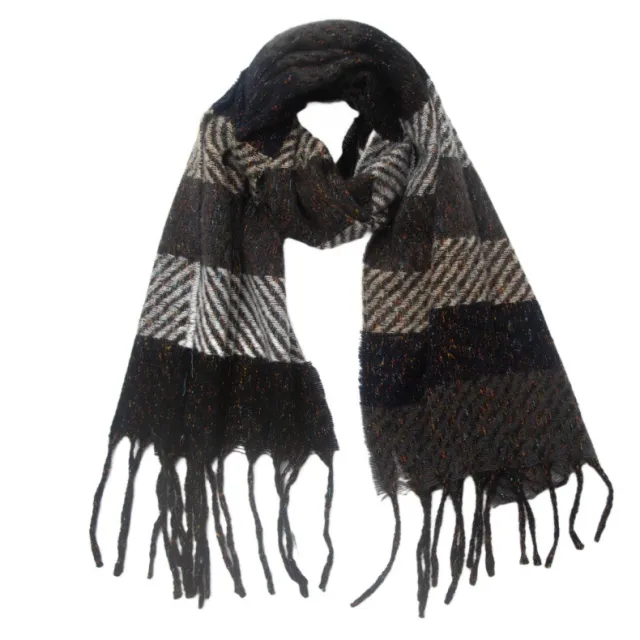 European And American Men's Women's Neck Warmer Striped Tassel Scarf White And Black - Shop at LoveMi