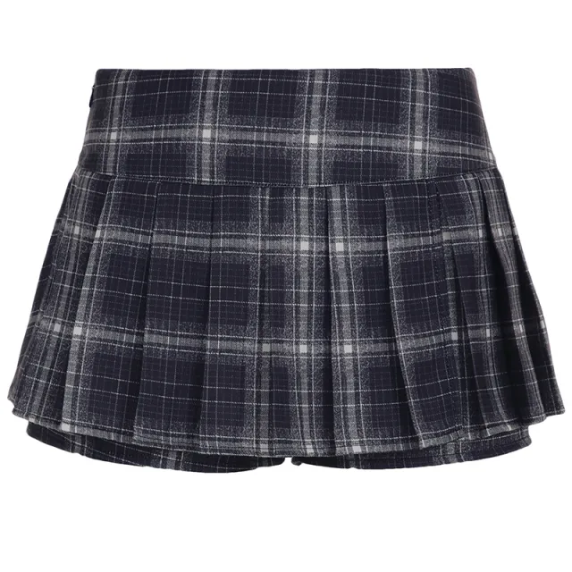 Retro British Style Slim Fit All match Fashion Plaid Skirt Dark Gray - Shop at LoveMi