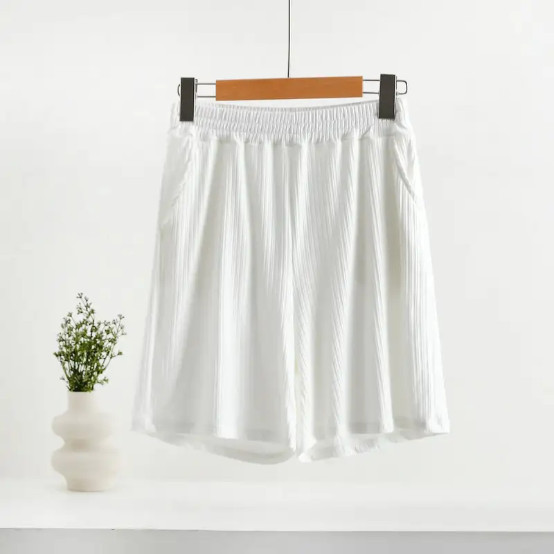 Pocket Shorts For Women, Summer Outerwear, High-waisted, Vertical Stripe Jacquard