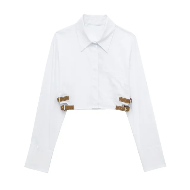 European And American Style Waistband Lapel Windbreaker Fabric Short Shirt - Shop at LoveMi