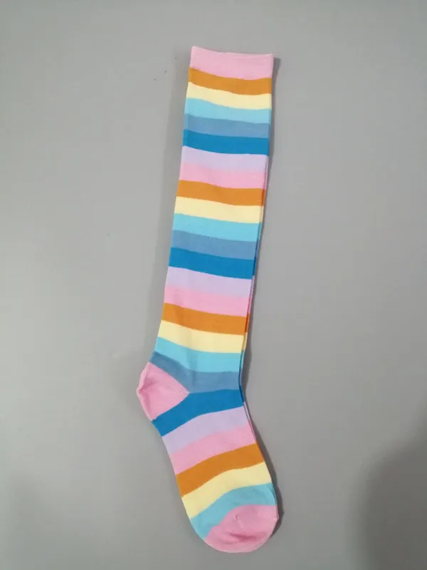 Cotton Colorful Tube Socks Knee Length Rainbow Pink Colorful - Shop at LoveMi