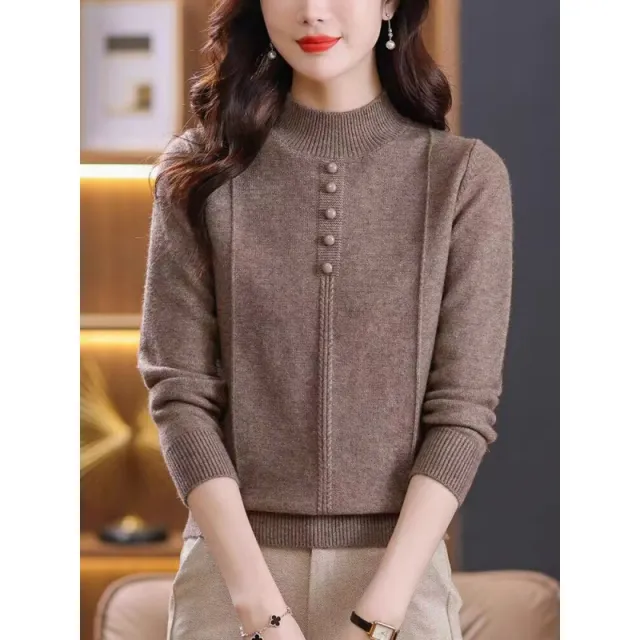 Half Collar Top Winter Inner Wear Sweater Brown - Shop at LoveMi