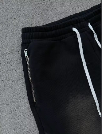 Title 8, Retro Washed Casual Sports Pants Zipper Decorat...