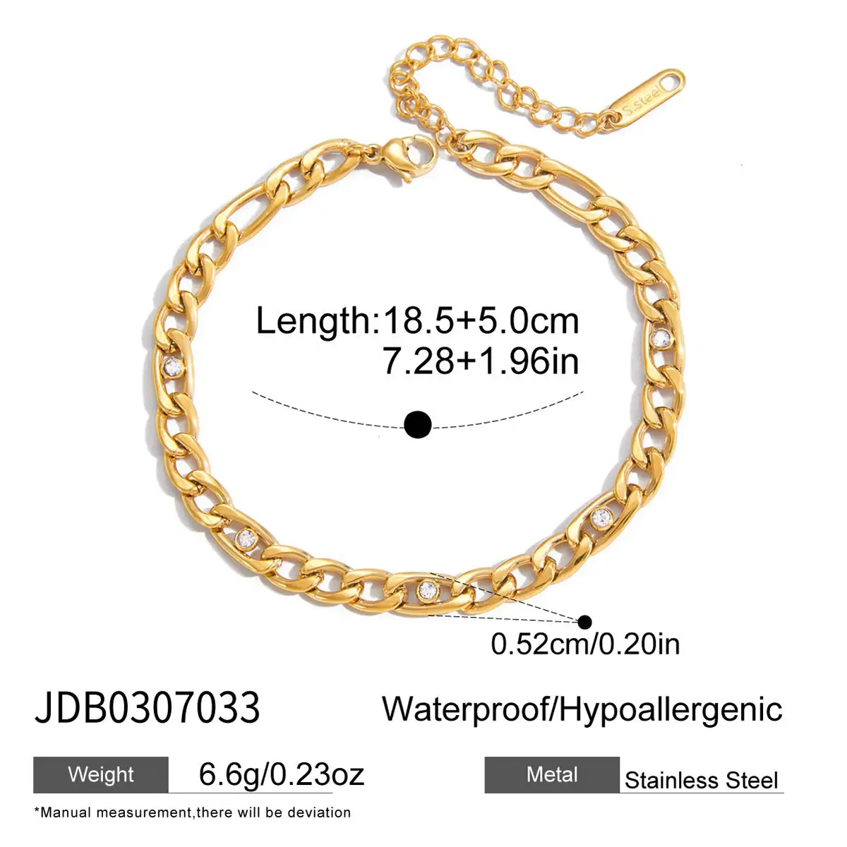 Jingqiao Classic Style 18K Titanium Steel Zircon Bracelet