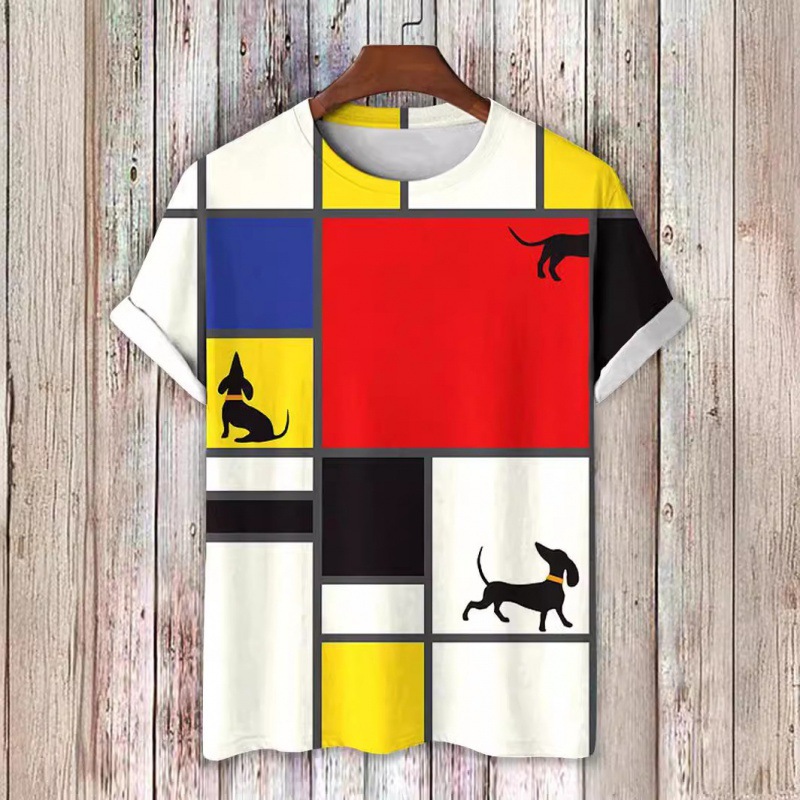 Mens 3D-printed Short-sleeve Sports T-shirt Top