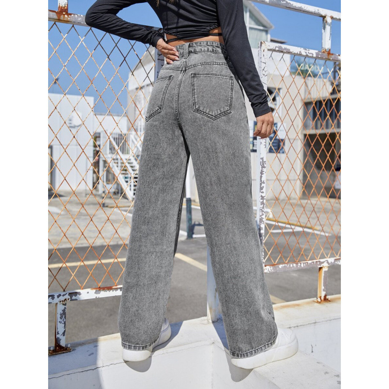 Womens Stylish Loose-fit Slimming American-style Washed Denim Jeans 12