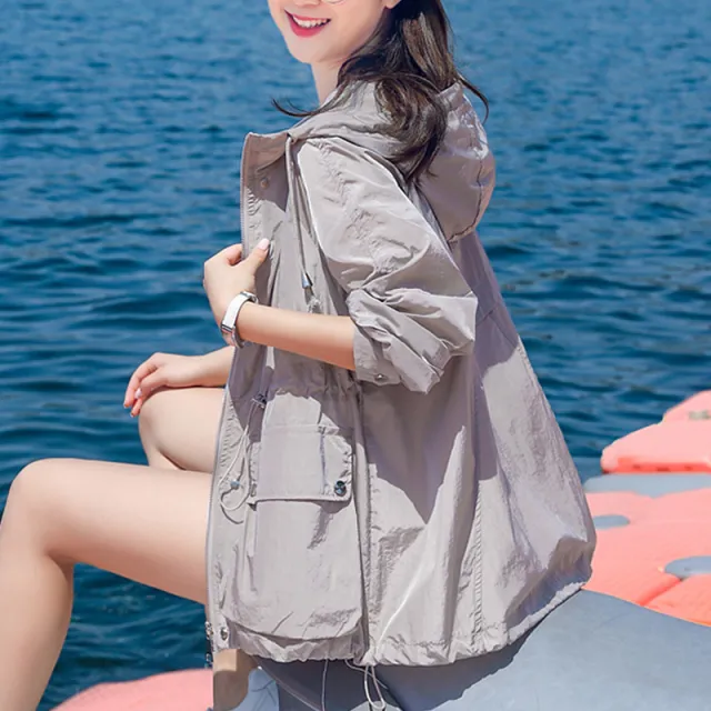 Women's Plus Size Fashion Sun Protection Jacket Gray - Shop at LoveMi