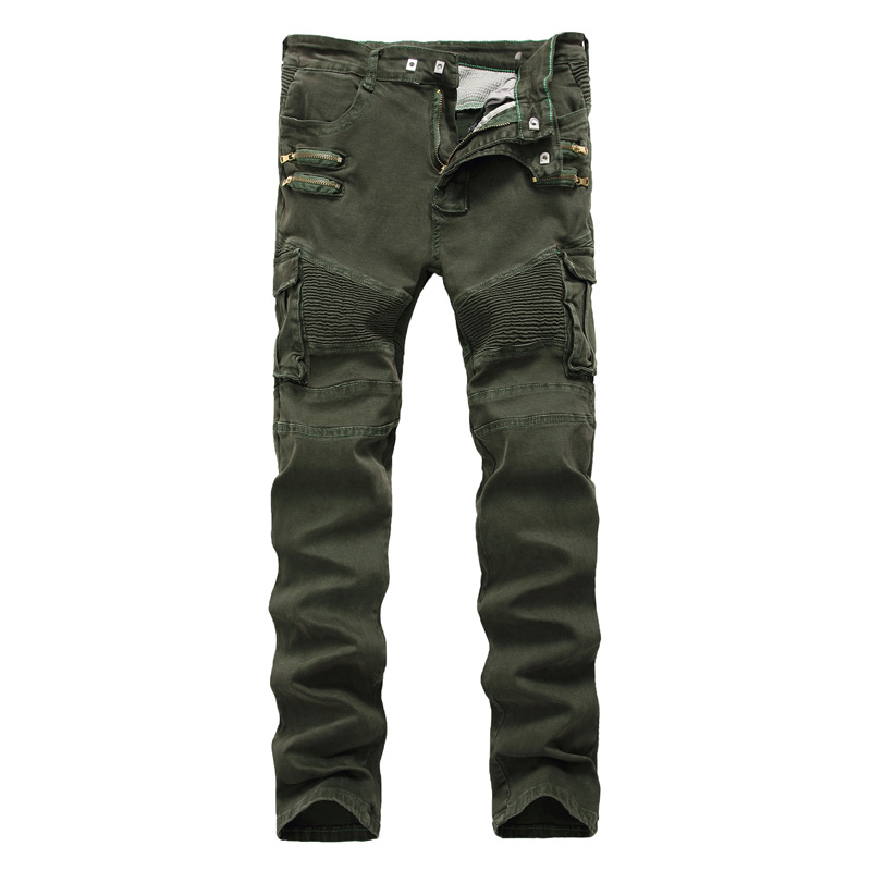 Men's Slim-fit Overalls With Multi-pocket Zipper