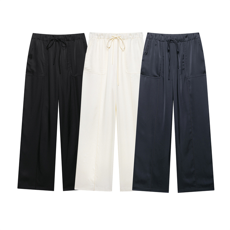 Silk Satin Texture Hanging Collar Top Two-piece Set