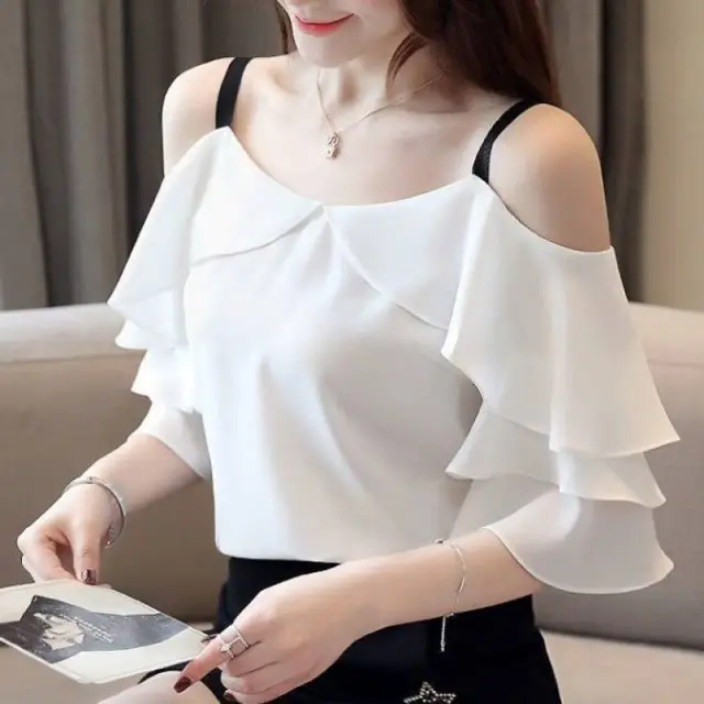 Summer Two piece Chiffon Mesh Camisole White Chiffon Shirt - Shop at LoveMi