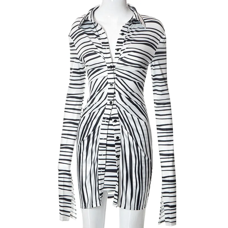 Summer Solid Colour Loose Drooping Smooth Pleated Casual Two-piece Suit - Black White Stripe