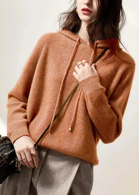 Autumn And Winter Thickening Knitted Hat Loose Sweater Yellow Camel - Shop at LoveMi