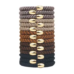 Embroidery Thread Twist High Elastic Hair Bands Women's Rubber Bands Hair Rope Hair Accessories - Coffee Color Series 15 Pieces - View 1
