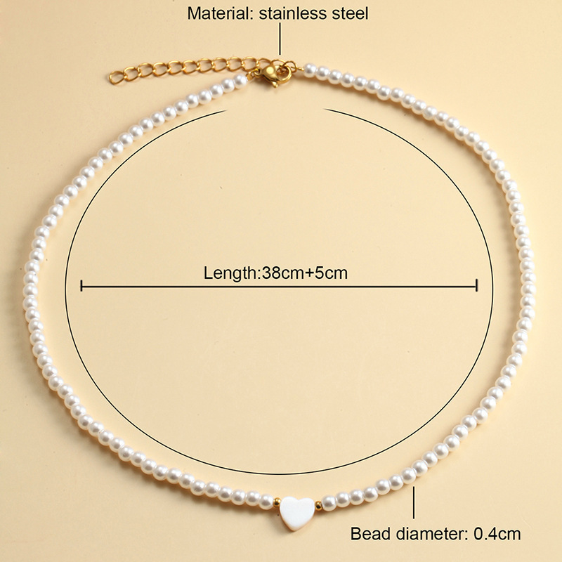 Fashion Beaded Pearl Necklace Women's Heart