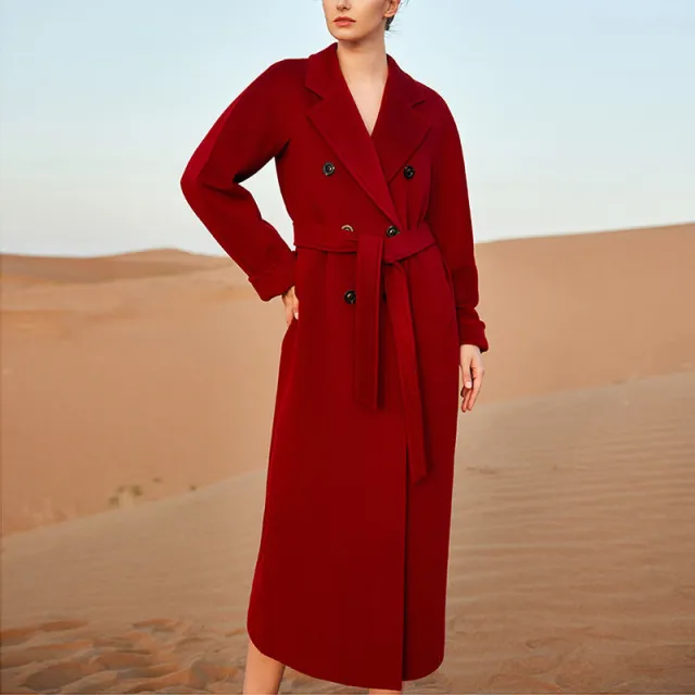 Extended Over the knee Double sided Woolen Coat Women's Coat Red - Shop at LoveMi