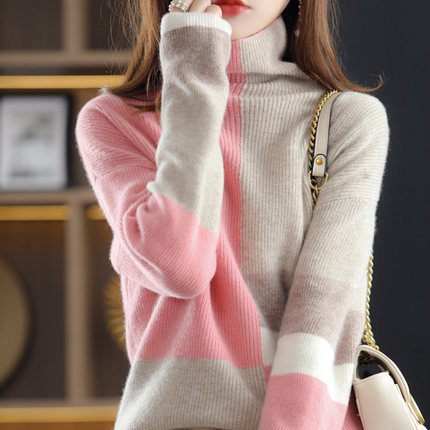 Loose Slimming Laid-back Style Knitted Bottoming Shirt Turtleneck Sweater Image 2