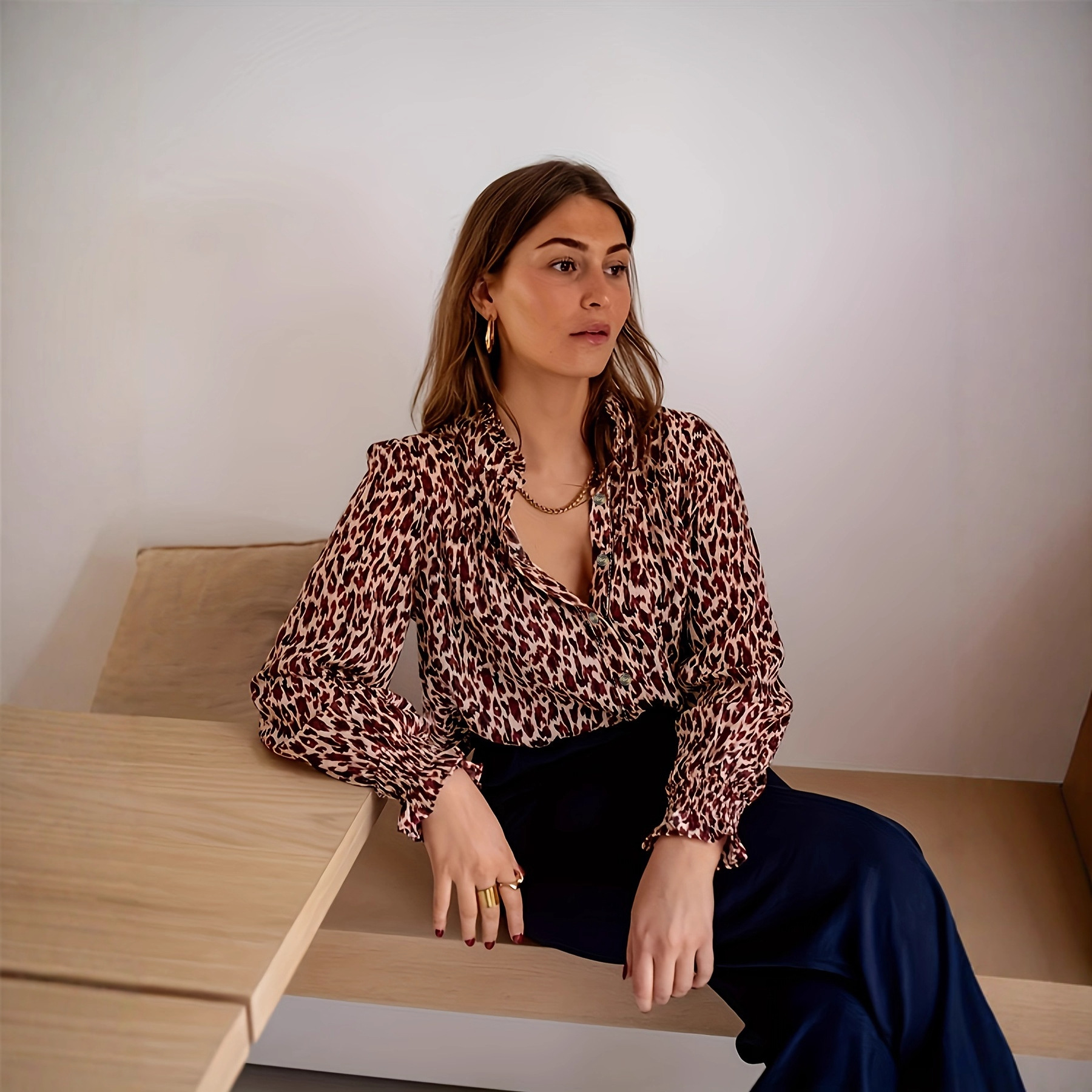 Long-sleeve Design-focused Loose-fit Casual Top