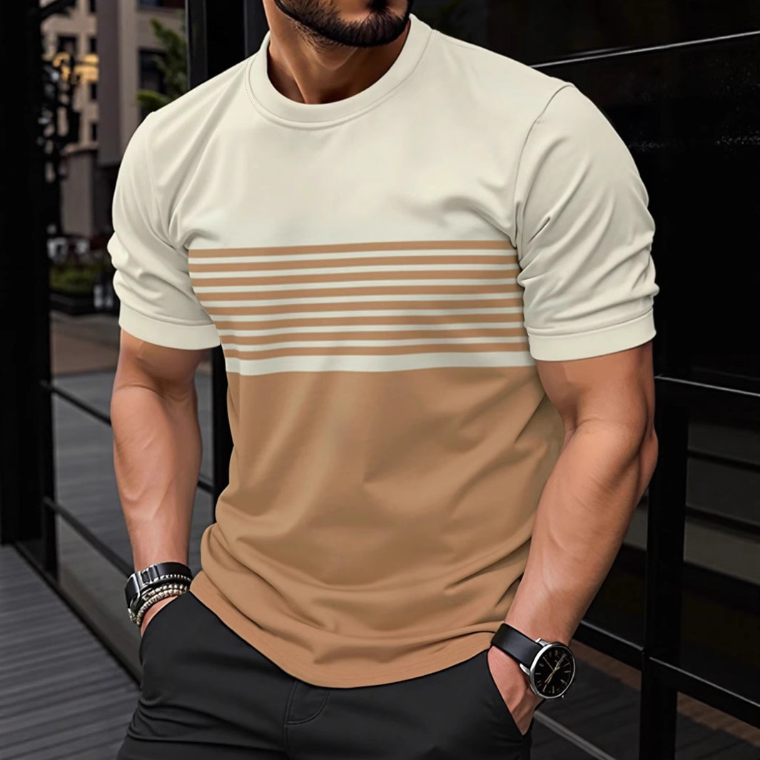 Fashionable And Minimalist Men's Crew-neck Casual Short-sleeve Shirt