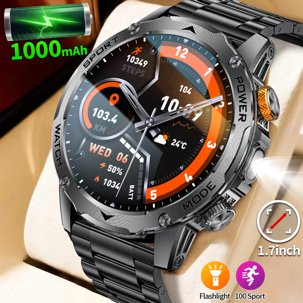 Smartwatch With Bluetooth Calling And Health Oxygen Monitoring For Men