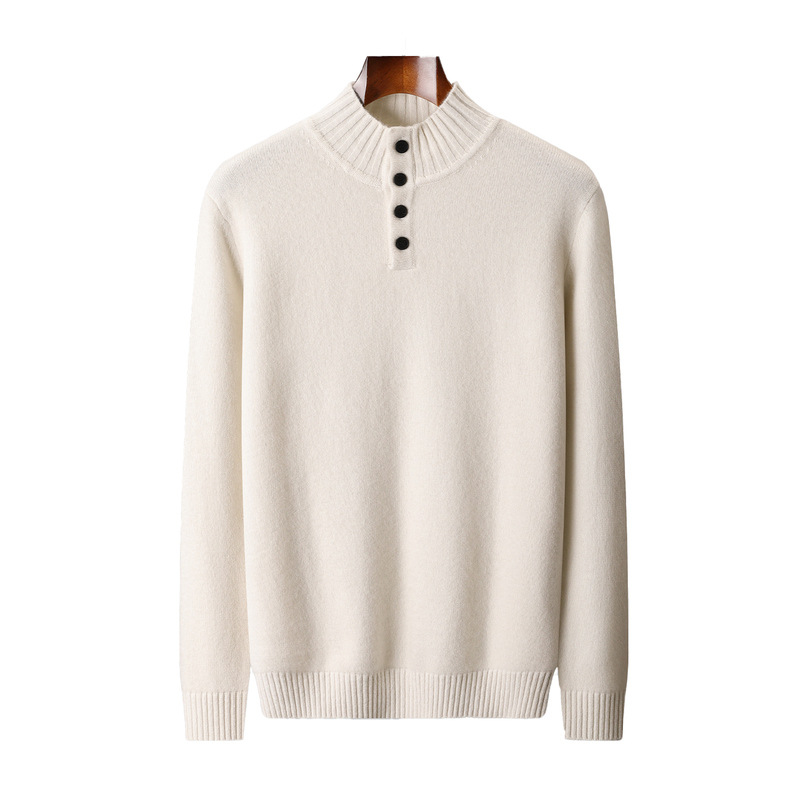 Thickened Four-button Half-collar Wool Sweater Men - Image 4